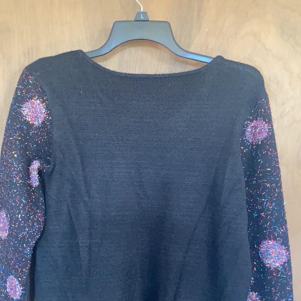 Relisted Apt 9 sweater black multi color metallic accent polka dot casual winter - Picture 13 of 16